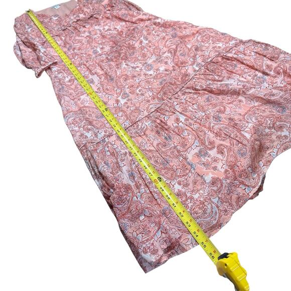 Rachel Zoe Maxi Dress Womens M Peach Paisley Floral Tiered Cottagecore Flowy - Picture 8 of 10